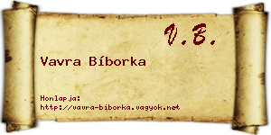 Vavra Bíborka névjegykártya